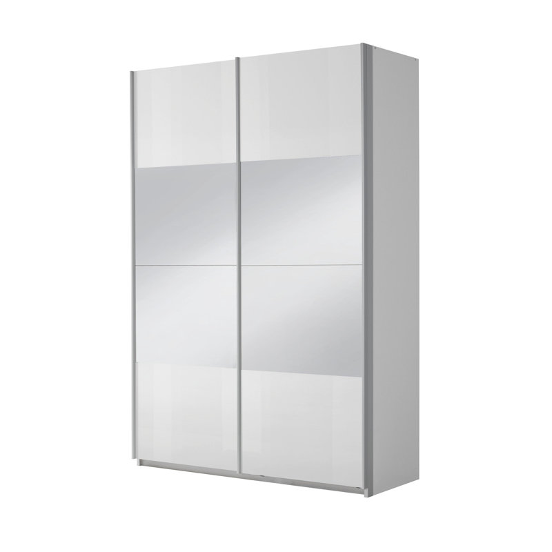 Imposa Sliding Door Wardrobe, Basic: 4 shelves, 2 clothes rails, 210 cm H x 136 cm W x 62 cm D