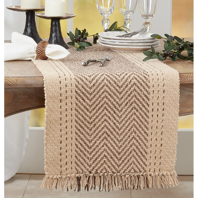 Chemin de table moderne en coton 100% Kantha Stitch Design 16 po x 108 po, brun, L 108 po x l 16 po, Brun