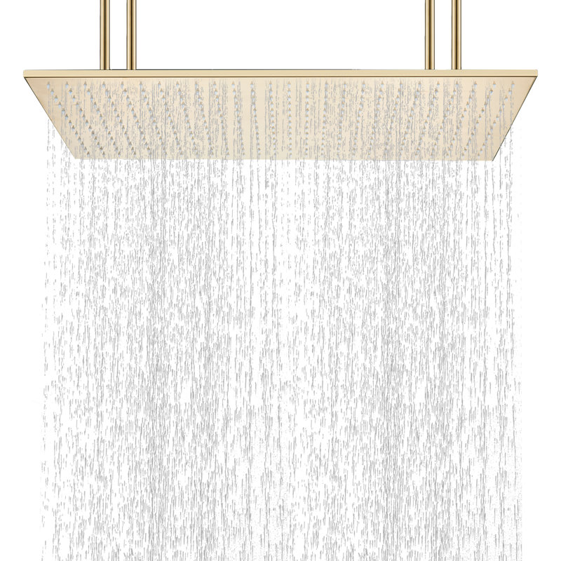 Luxury High Pressure Rain Shower Head, 16"x32" Large Ceiling Full Body Shower Head with Silicone Nozzles Rectangle Waterfall Showerhead