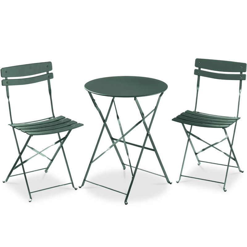 Folding Patio Bistro Set, Dark Green