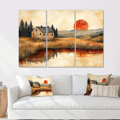 Paysage de ferme orange et noir Earthy Elegance - Ensemble de décoration murale de ferme