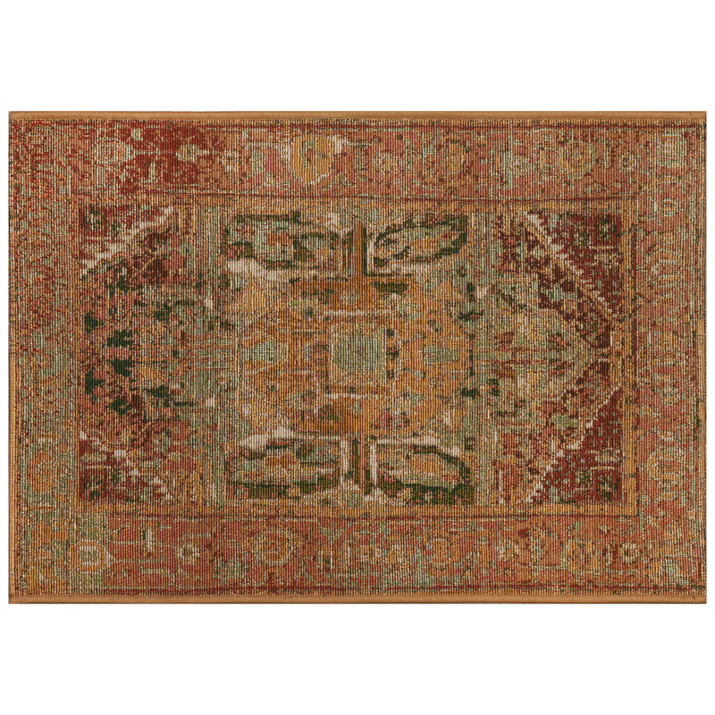 Kutz Heriz Indoor/Outdoor Mat, Terracotta, Rectangle 2' x 2'10"