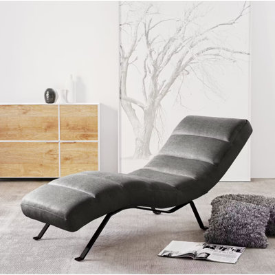 Brixham Upholstered Chenille Fabric Chaise Lounge with Adjustable Back