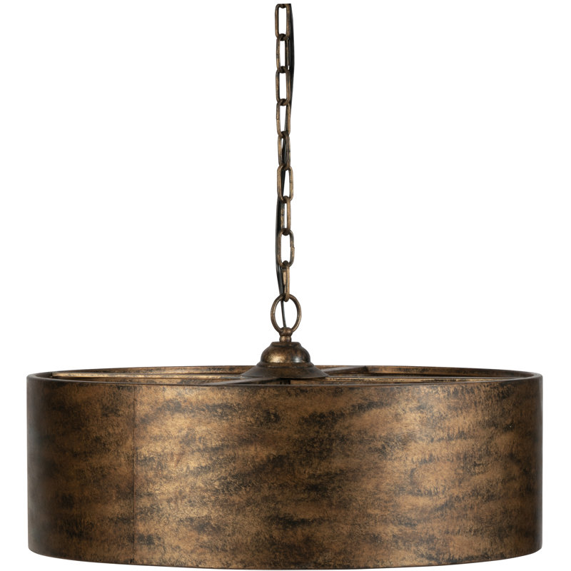 Lustre tambour en fer 3 lumières Claud, H 11,8 po x l 24 po x P 24 po