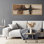 «Rustic Cross-Form Brushstroke Abstract» en brun et noir - impression sur toile encadrée de la chambre principale
