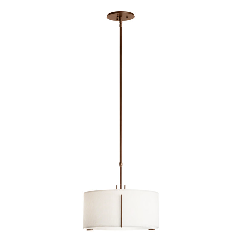 Exos 3 - Light Unique/Statement Drum Pendant, Natural Iron, Natural Anna Shade, Medium