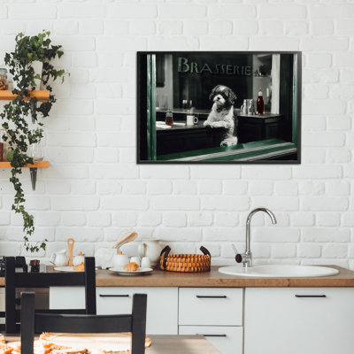 «Brasserie Vintage Dog in Window», dessin par Annabelle Hall