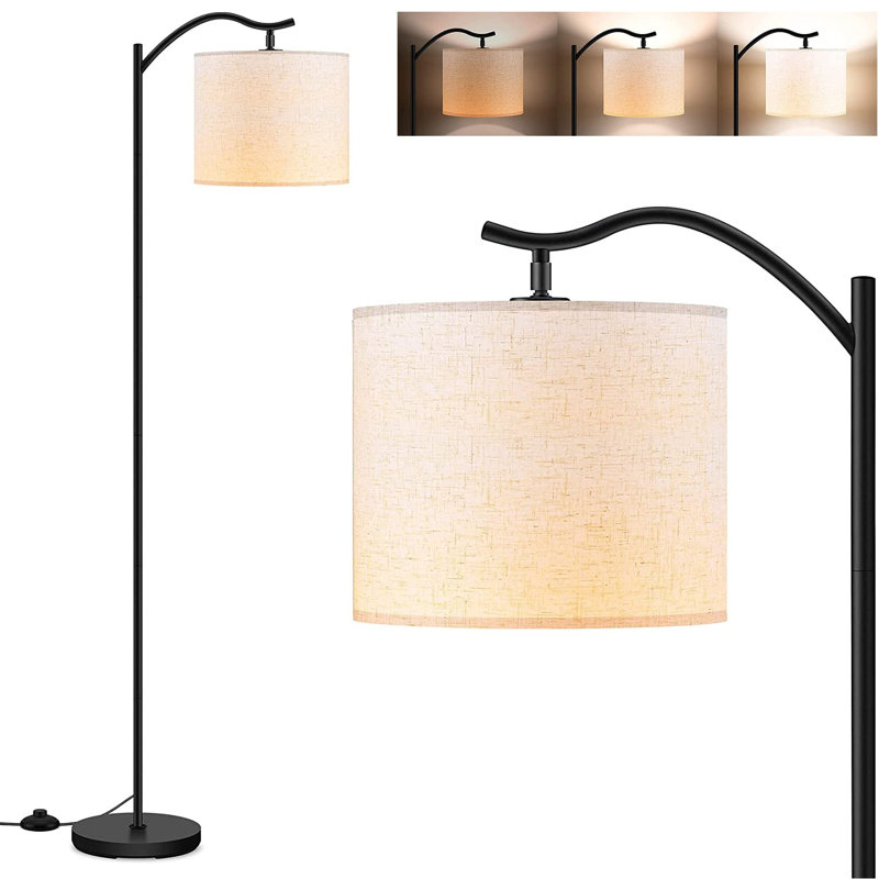 Lampe sur pied DEL traditionnelle 63 po Nikkolas, Noir, Crème