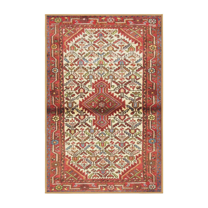 Tapis traditionnel rouge / beige Mutluyaka, Rectangle 4 pi x 6 pi