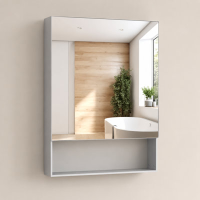 24" x 30" Medicine Cabinet with Mirror – Silver Aluminum Bathroom Storage