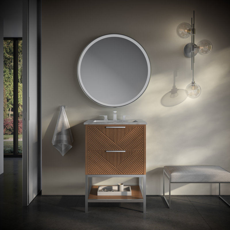 Diamond 24 in. Single Vanity, Carrara Marble, Walnut, Brushed Nickel
