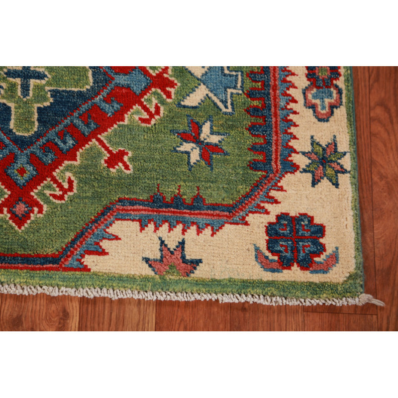Tapis vert fait à la main Kazak 3 x 4