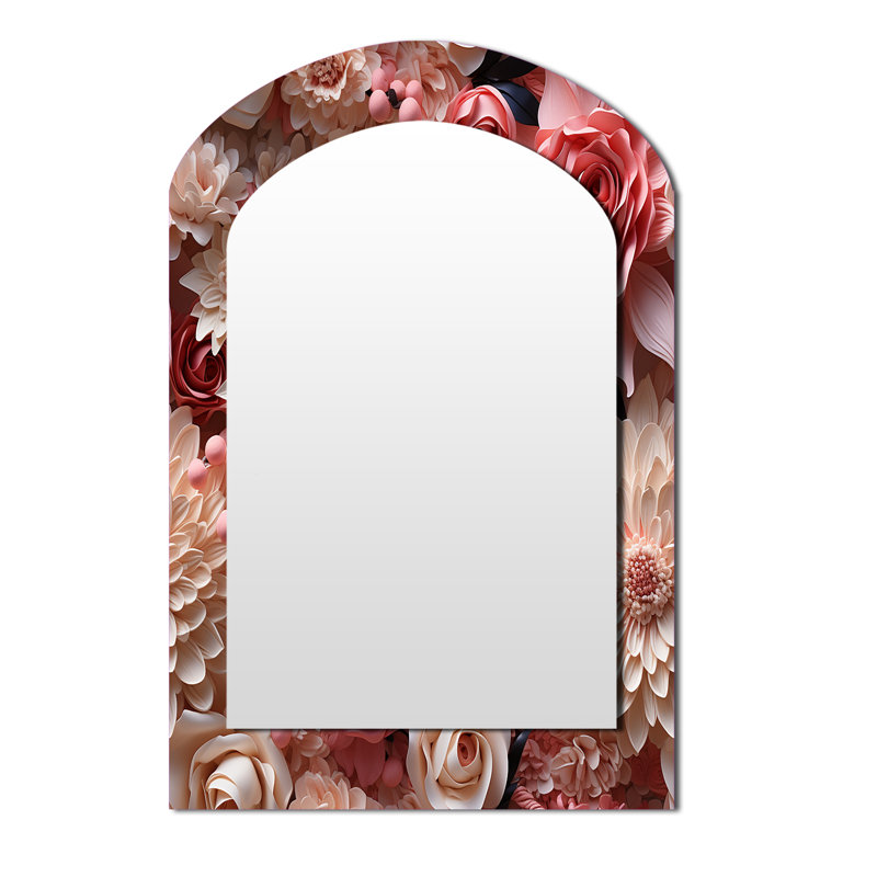 Miroir mural rose et blanc, 43 po x 33 po