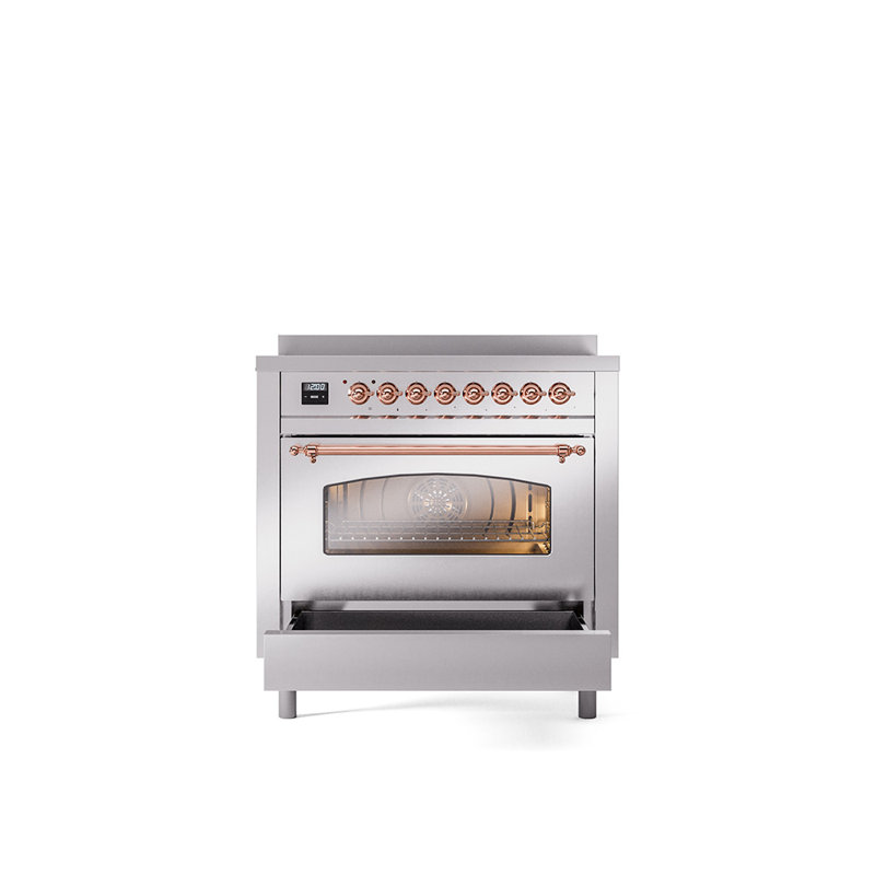 ILVE Nostalgie II 36 in Induction Range, Stainless Steel/Copper