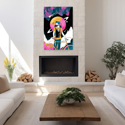 Cosmic Bicycle Explorer Abstract Contemporary Landscape Nature Wall Art Print