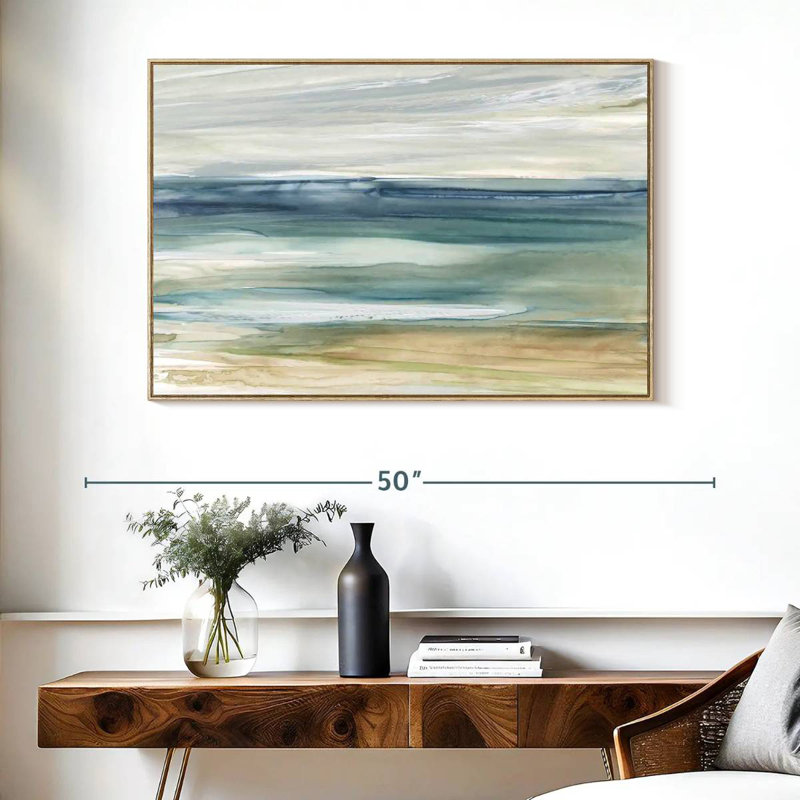 Brise océanique I, Cadre flottant en bois naturel, 40 po x 27 po
