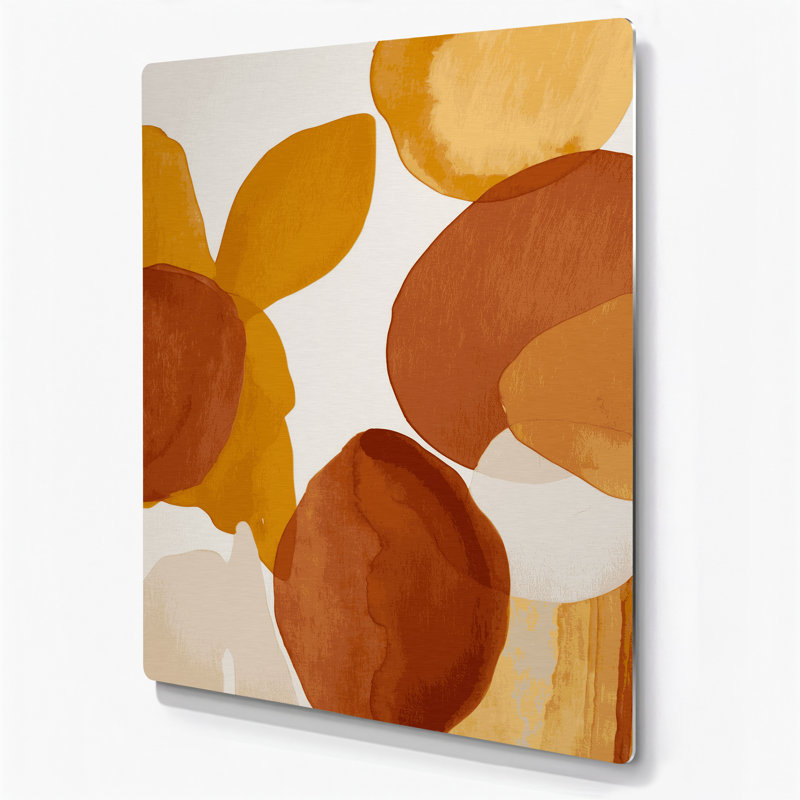 Abstrait aquarelle 91, art mural en métal brun, H 12 po x l 18 po