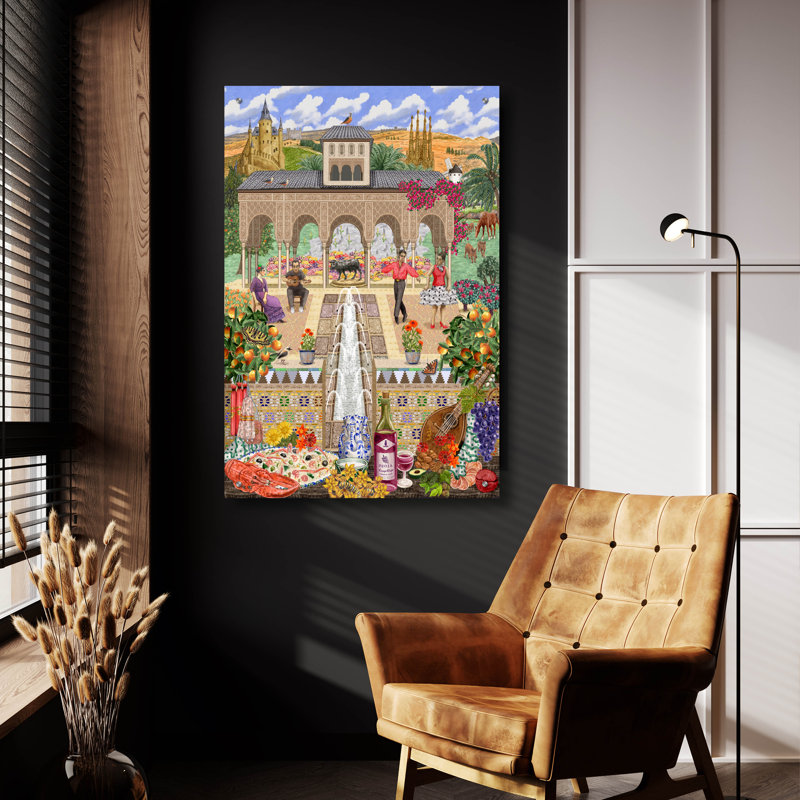  «Jardin espagnol» par Gale Pitt, art mural en verre acrylique, 24 po x 36 po, H 36 po x l 24 po