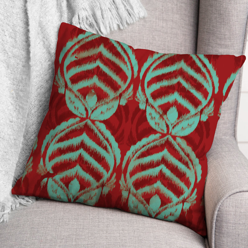Housse et insert de coussin extérieur d'extérieur, Rouge / bleu sarcelle