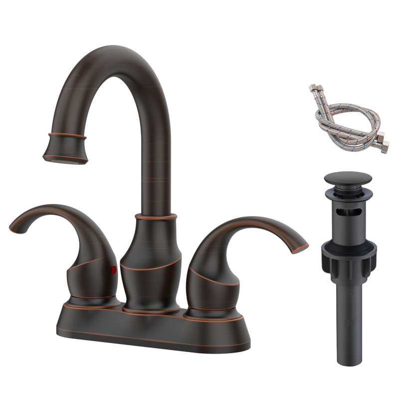 Robinet pivotant à deux poignées: conception moderne en bronze huilé pour un montage élégant sur la terrasse de la salle de bain