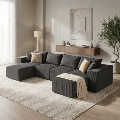 Canapé modulaire 135,4 "à assise profonde, canapé modulaire 6 places sans nuage pour salon, sans assemblage requis