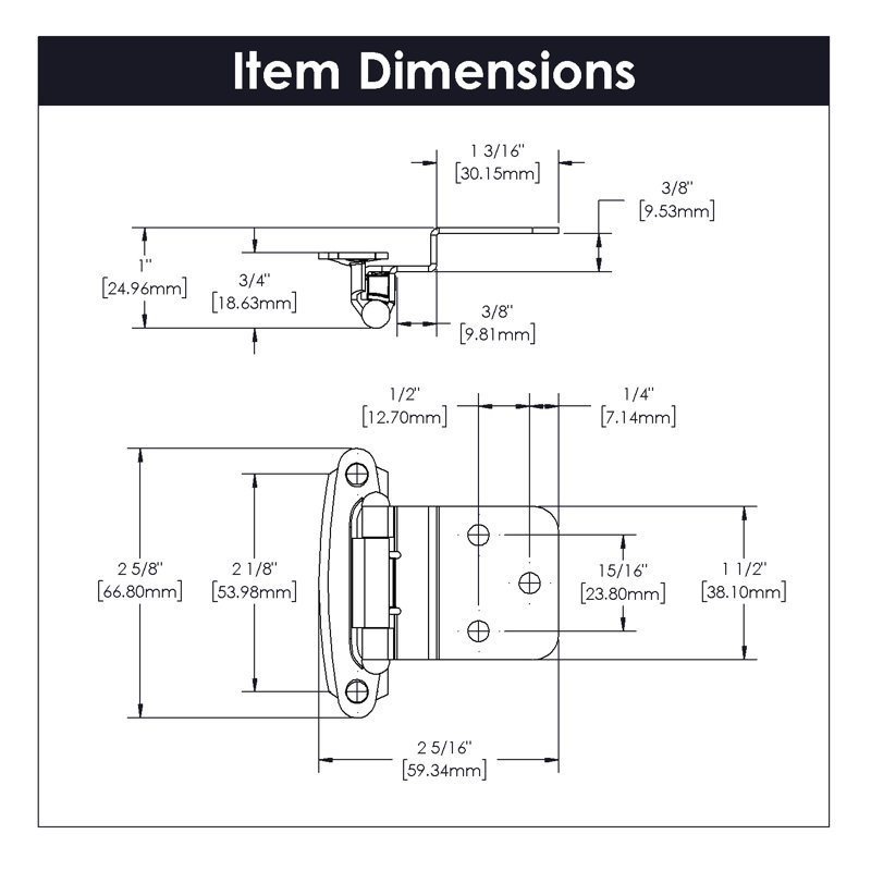 Superposition de surface à fermeture automatique, cadre encastré à fermeture automatique de 3/8 po - nickel satiné - charnières de porte d'armoire (ensemble de 2)