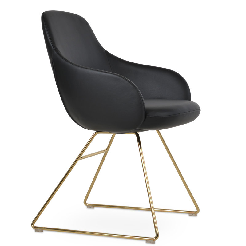 Fauteuil Gazel, Similicuir noir, Os