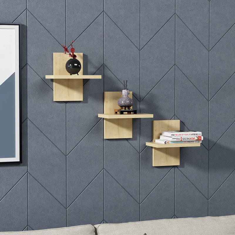 Concezio 3 Piece Floating Shelf, Oak