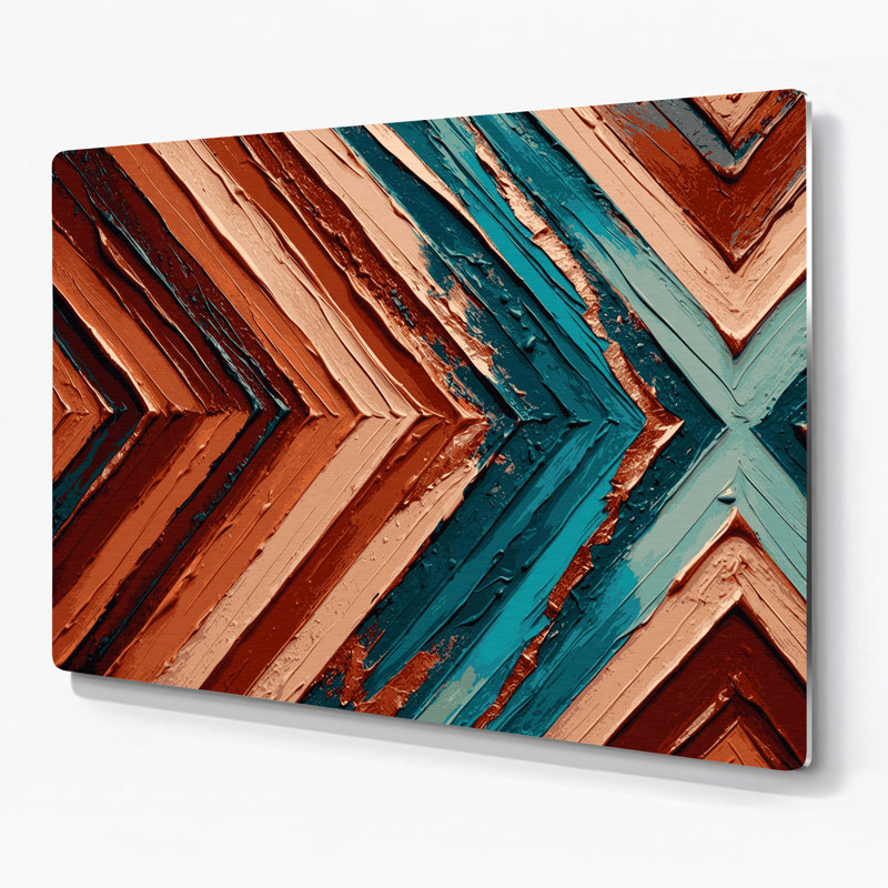 Art mural en métal à motif de chevrons du sud-ouest 219