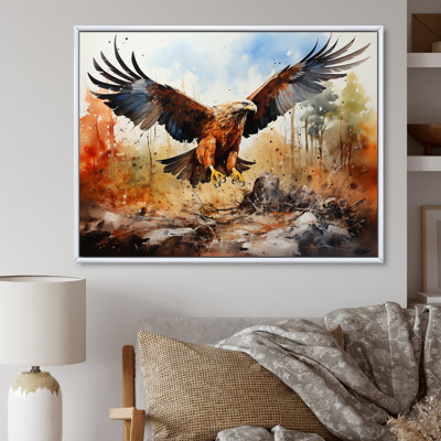 Aigle en vol chasse sur toile