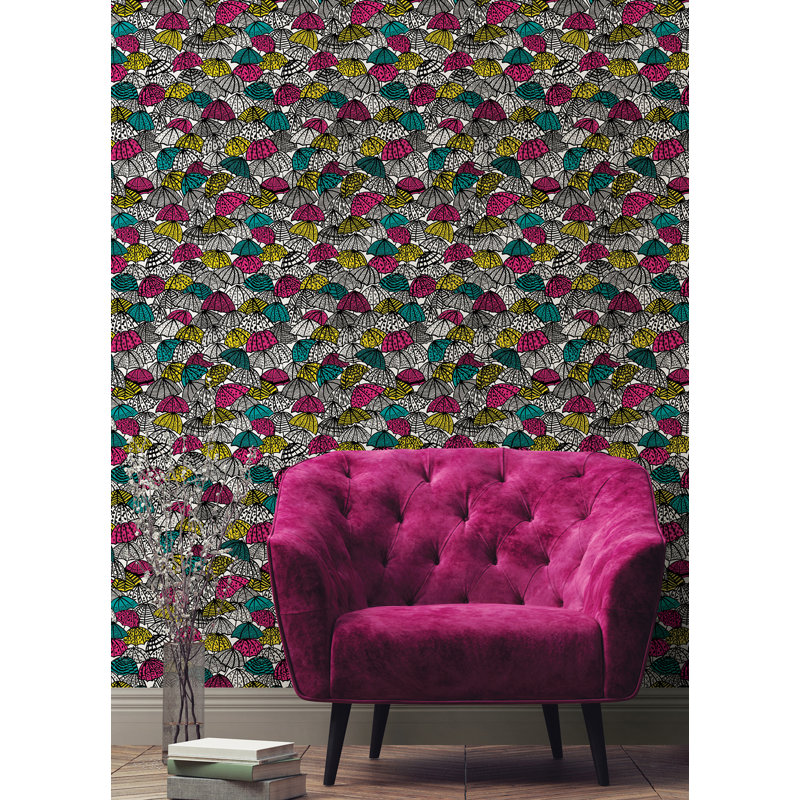 Rouleau de papier peint L 33 pi x l 19,7 po Draymond, Framboise