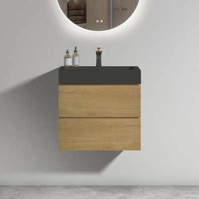 Meuble-lavabo mural moderne avec lavabo une pièce sans drain ni robinet