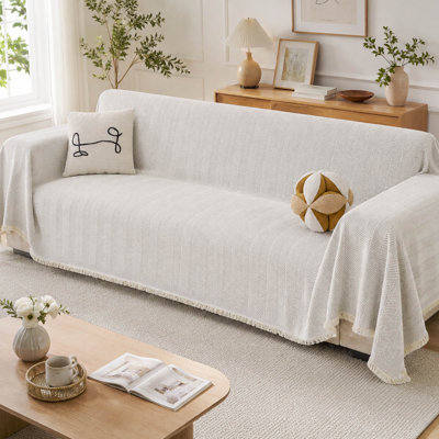 Non Slip Chenille Sofa Cover Blanket for 3 Cushion Couch