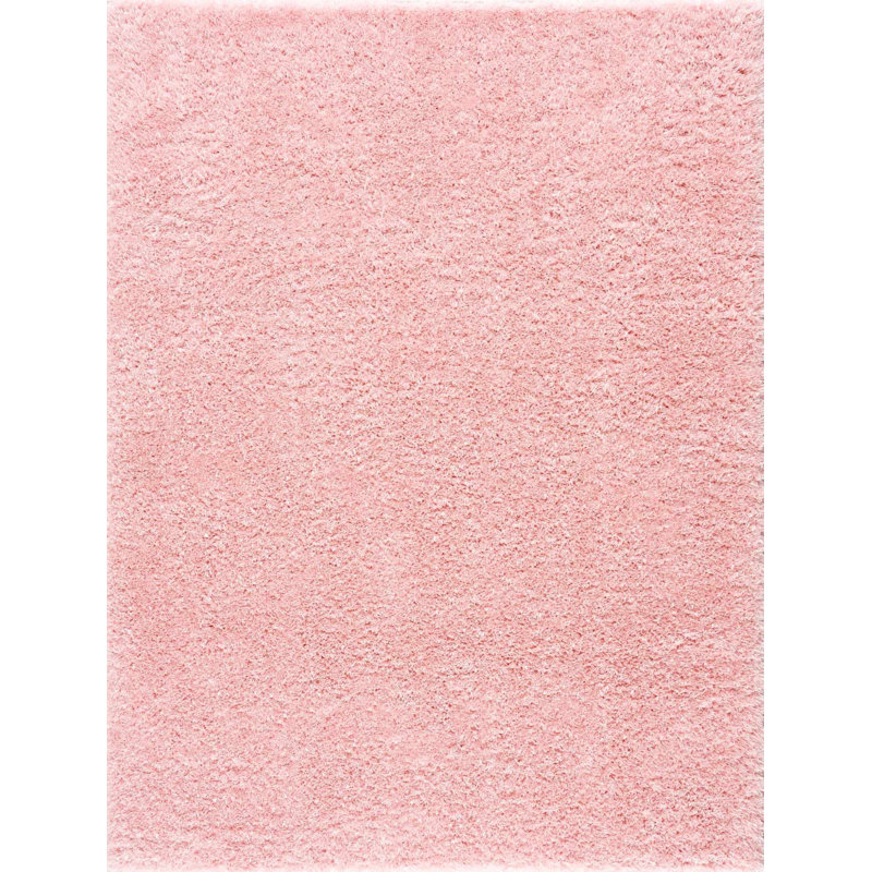 Libero Solid Shag Pink Area Rug, Rectangle 4' x 5'7"