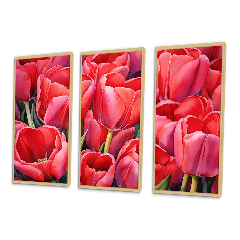 Ensemble de salon Tulipes Tranquility I - Tulips Wall Art, H 28 po x l 36 po x P 1 po, Cadre naturel flottant