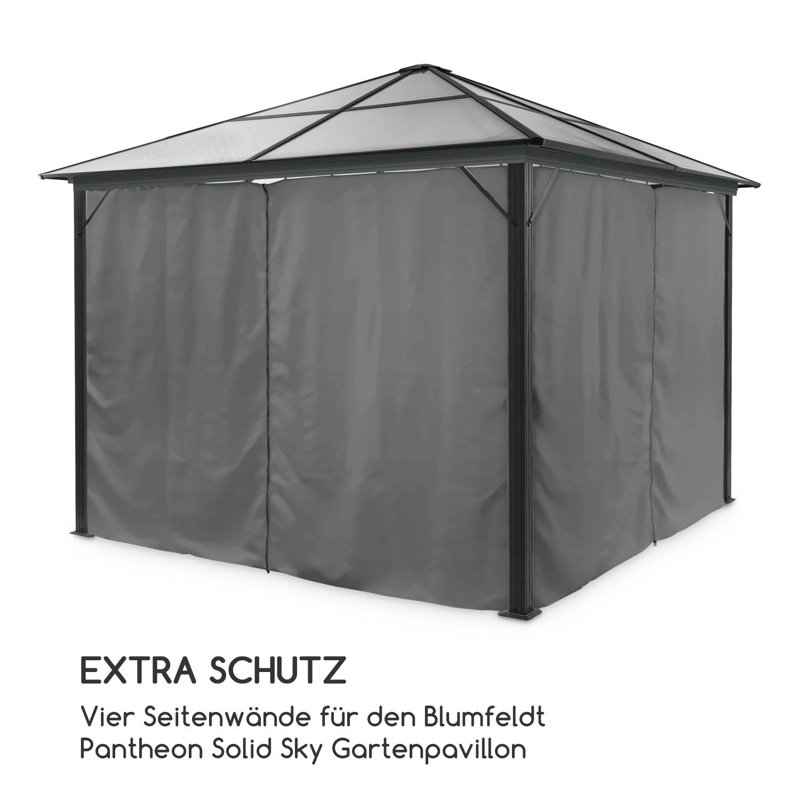 Blumfeldt Polyester Side Wall for Gazebo, 185cm H x 270cm W x 54.5cm D, Grey