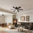 46" Flush Mount Ceiling Fan with Lights Remote Control,Quiet DC Motor 6 Plywood Blade Ceiling Fans 6 Speed Levels,Reversible Ceiling Fan, for Patio Living Room, Bedroom, Office,Indoor.((Matte Black  )-55461423-55461420