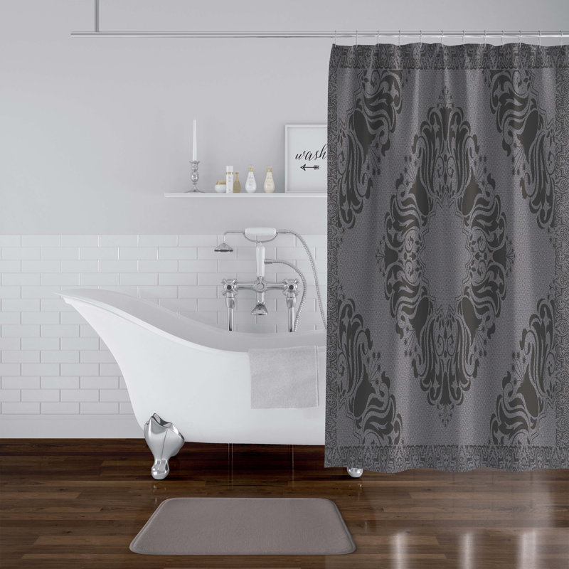 Rideau de douche simple en Damas Glendo, H 70 po x l 71 po