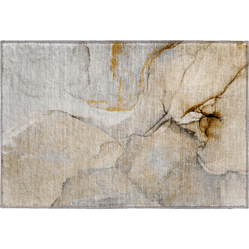 Premium Machine Washable Cerrito AMF506 Beige Rug, Rectangle 1'8" x 2'6"