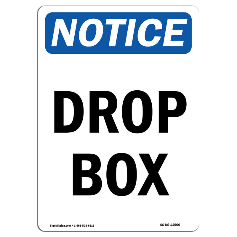 Plaque en aluminium Drop Box 12 x 18