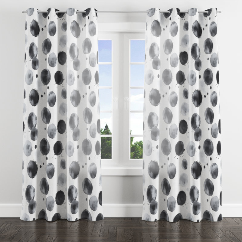 Abstract Room Darkening Curtains - Modern Quiet Graphite Grommet Curtain - 1 Panel, 52" W x 63" L, Silver Grommets