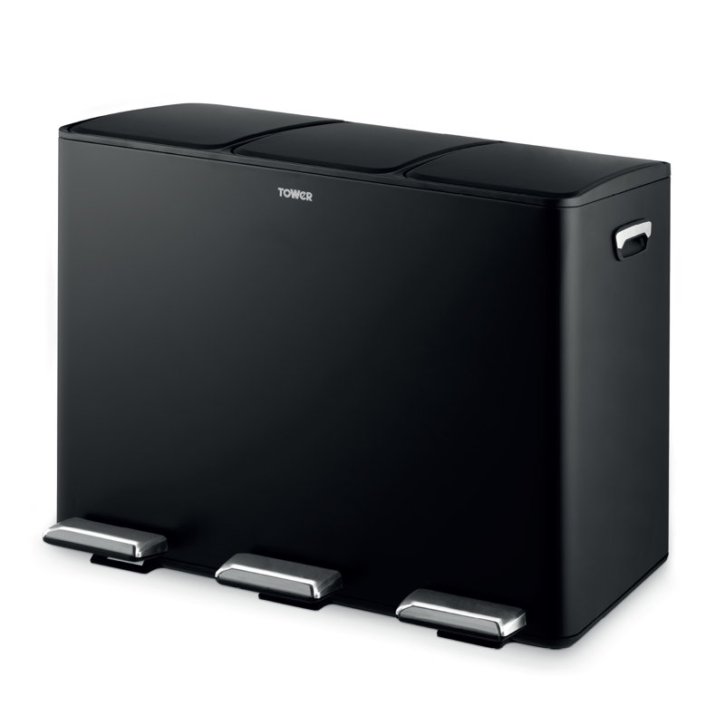 45 Litre Step On Recycling Bin, Black