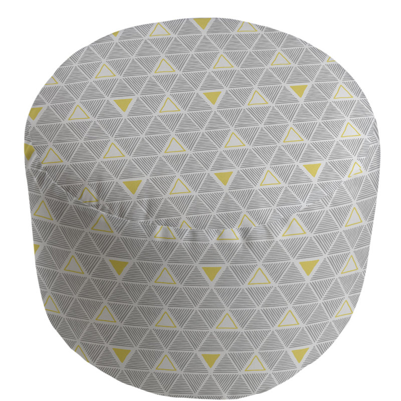 Upholstered Pouf, Yellow Accent
