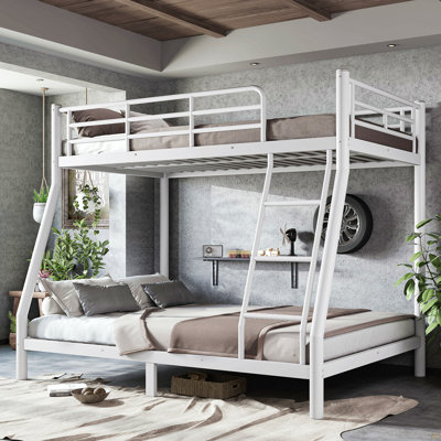 Lit superposé simple au-dessus de double pour les adolescents et les adultes, peu encombrant / sans sommier, tube rond, blanc