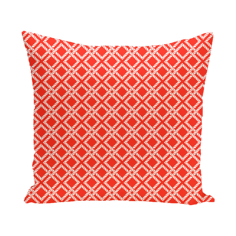 Housse de coussin carrée extérieure en corde pour le gréement, H 18 po x l 18 po, Rouge/orange