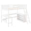 Lit mezzanine double avec bureau et tablettes - blanc, innovation peu encombrante, structure en bois de pin massif, idéal pour étudier confortablement le sommeil, une bonne nuit de sommeil