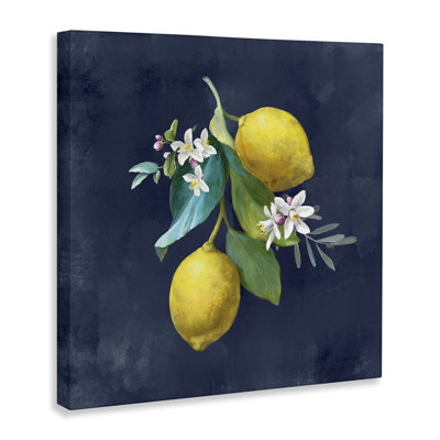 Lemon Cluster on Blue Canvas Wall Art by Danhui Nai