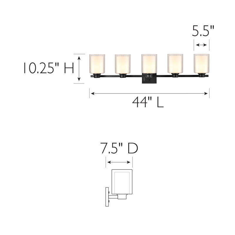 Oslo 5 - Light Dimmable LED Matte Black Vanity Light