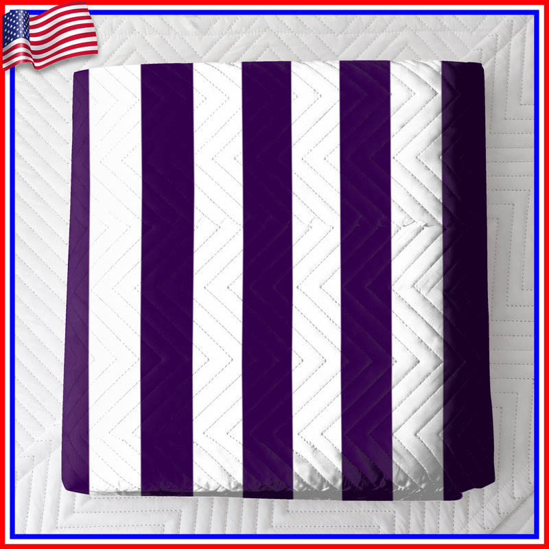Purple White Stripes Bedding Stripes Bedspread Pattern, Full / Double