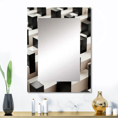Miroir mural noir et blanc abstrait III